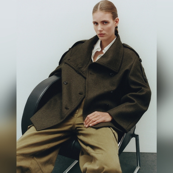 MANGO Double Breasted Wool Coat - Picture 5 of 6